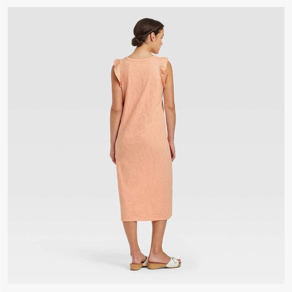 Universal Thread | Women's Cotton Ruffle Tank Dress Coral Size 2X - Picture 3 of 12